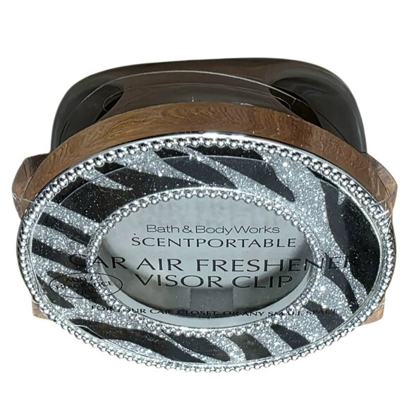 New Bath & Body Scentportable Car Air Freshener Visor Clip Zebra Glitter Silver - Picture 3 of 4